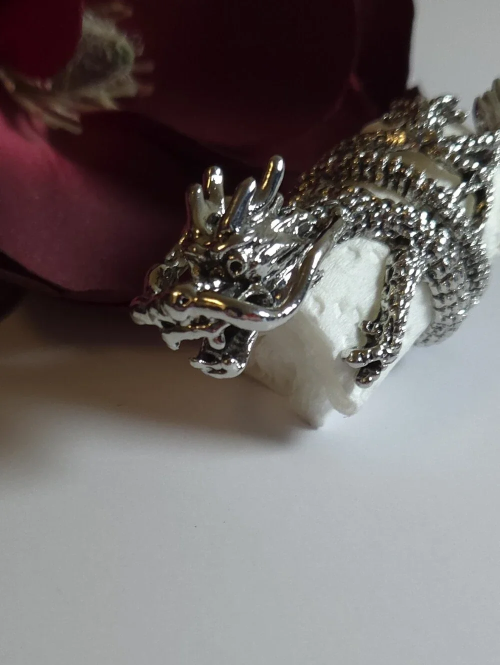 Silver Plated Dragon Tail Wrap Around Ring Size 8 Statement Ring Unisex